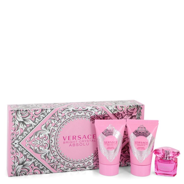 Bright Crystal Absolu by Versace Gift Set -- 0.17 oz Mini EDP + 0.8 oz Body Lotion + 0.8 oz Shower Gel for Women